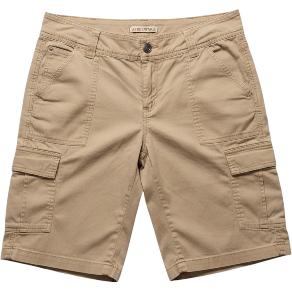 Aeropostale Womens Khaki Cargo Bermuda Shorts Tan Cotton Size 5/6 Utility 1391